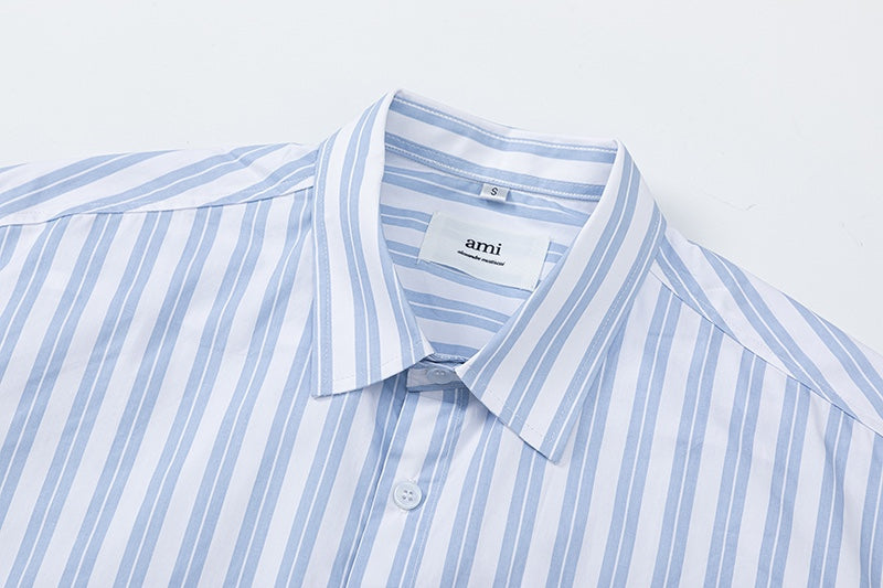 AMI PARIS Unisex Short-Sleeve Striped Shirts
